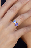 Sterling Silver Moi et Toi Round and Pear CZ Ring