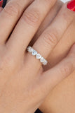 Sterling Silver Bezel Set White CZ Heart Band Ring