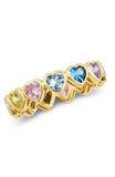 Gold plated over Sterling Silver Multi Color CZ Heart Eternity Band