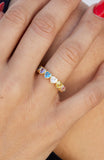 Gold plated over Sterling Silver Multi Color CZ Heart Eternity Band