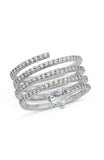 Sterling Silver Spiral Pave Ring with Heart Solitaire