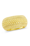 Gold plated over Sterling Silver Balinese Style Beaded Wide Cigar Band Ring