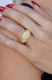 Gold plated over Sterling Silver Balinese Style Beaded Wide Cigar Band Ring