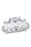 Sterling Silver White CZ 3 Stone Ring