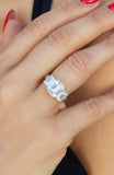 Sterling Silver White CZ 3 Stone Ring