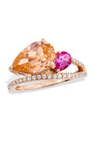 Rose Gold over Sterling Silver White and Pink CZ and Lab Created Ruby Ring