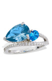 Sterling Silver White and Blue CZ Ring