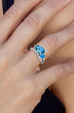 Sterling Silver White and Blue CZ Ring