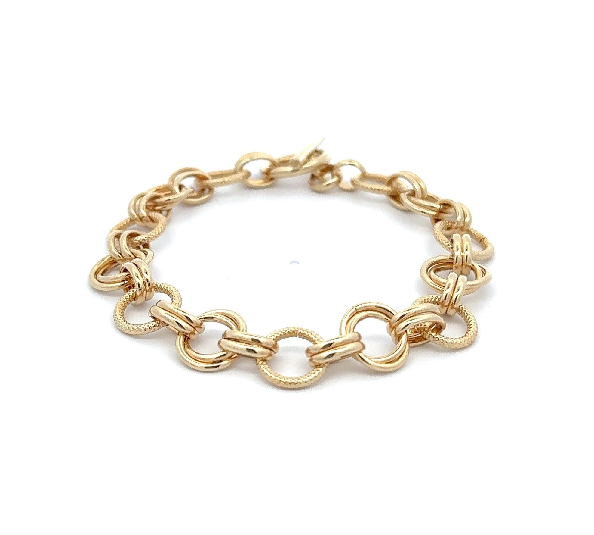 18K Gold Plated Bronze Circle Link Bracelet – Savvy Cie Jewels
