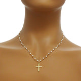 Japanese Seed Pearl Necklace with 1" Cross Necklace