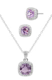 Genuine Amethyst Diamond Necklace and Earring Set