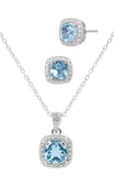 Genuine Blue Topaz and Diamond Necklace and Earring Set