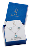 Genuine Blue Topaz and Diamond Necklace and Earring Set