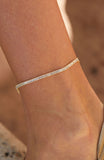 Gold Plated Straight Baguette Flexible Anklet
