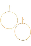 14K Gold Plated XL 3" Drop Circle Earrings