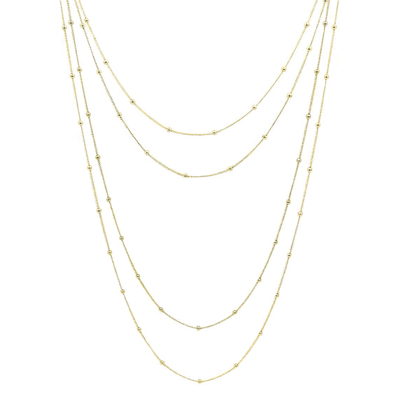 Multi-Layer 14K Yellow Gold Italian Bead Necklace