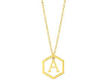 18k Hexagon Inital Pendant Necklace -(Multiple Options) - click on full details to view all