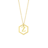 18k Hexagon Inital Pendant Necklace -(Multiple Options) - click on full details to view all