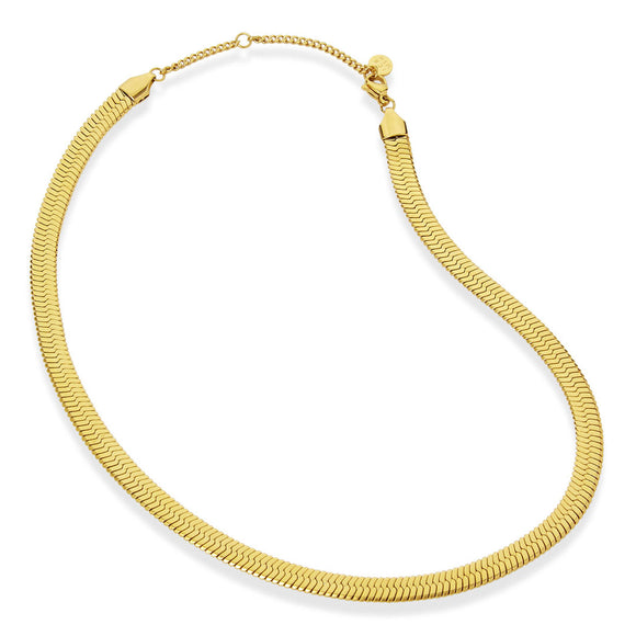 18K Gold Plated Herringbone Wide Chain Necklace