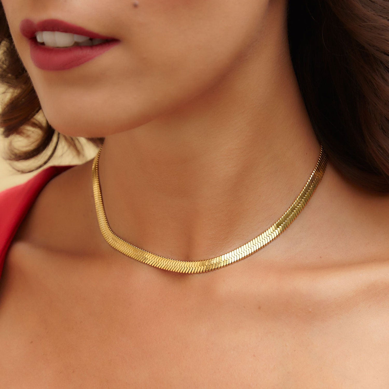 18K Gold Plated Herringbone Wide Chain Necklace – Savvy Cie Jewels