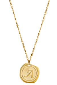 22K Gold Plated Initial Coin Necklace