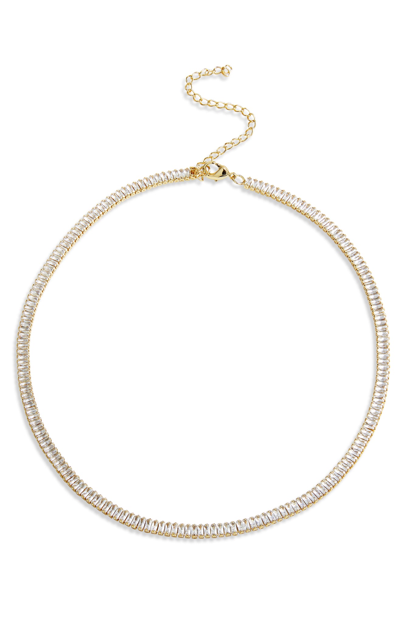 18k Gold Plated Straight Baguette Flexible Choker Necklace – Savvy