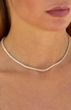 18k Gold Plated Straight Baguette Flexible Choker Necklace
