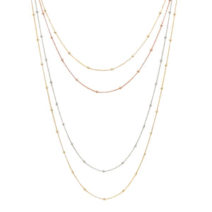 Multi-Layer 14k Tri-Color Italian Bead Necklace