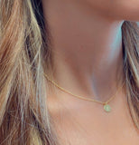 18K Gold Small 8mm Coin Inital Choker (Multiple Options)