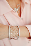 Sterling Silver CZ Lace Luxury Cuff Bracelet