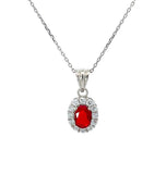 925 Sterling Silver Chain With CZ Oval Pendant