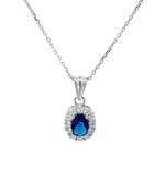 925 Sterling Silver Chain With CZ Oval Pendant