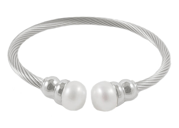 Stainless Steel Cable FW Pearl Bracelet