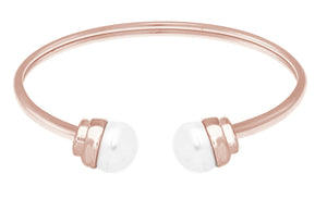 14K Rose Gold over Stainless Steel Flexible FW Pearl Bangle