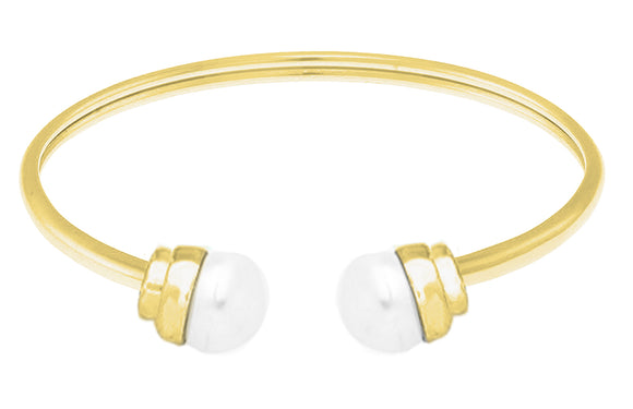 14K Gold over Stainless Steel Flexible FW Pearl Bangle