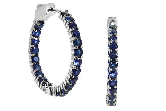Genuine 7.50 Carat Blue Sapphire Inside Out Hoops