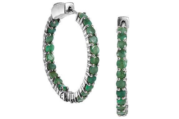 Genuine 4.95 Carat Emerald Inside Out Hoops