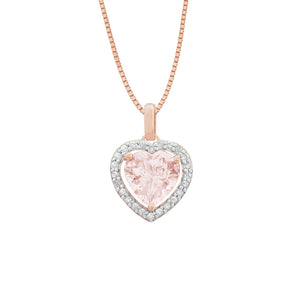 14K Morganite & Diamond Heart Necklace