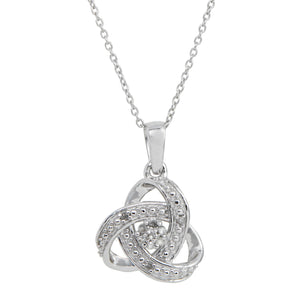 Diamond 0.10TCW Sterling Silver Love Knot Pendant Necklace