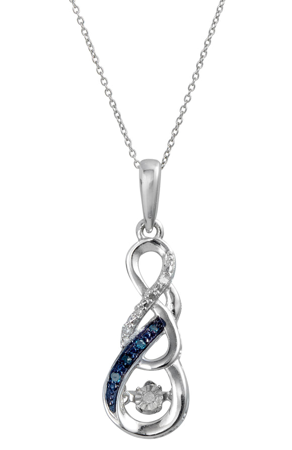 Blue & White Diamond 0.10tcw Infinity Dancing Pendant w/ Chain