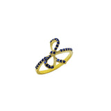 Blue Diamond Pave Ribbon Bow Ring