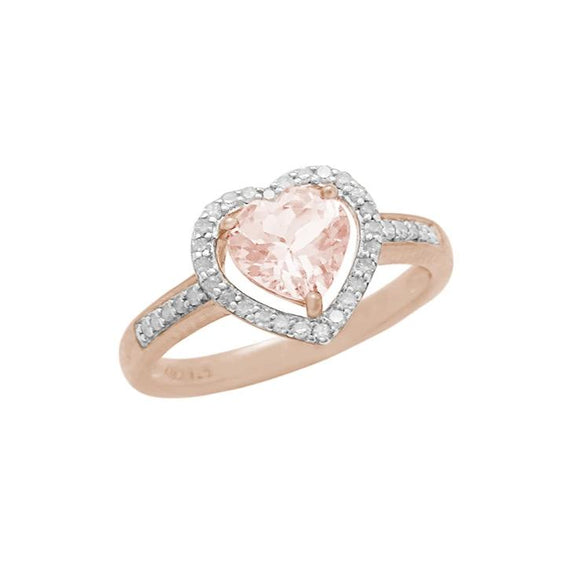 14K Morganite & Diamond Heart Ring