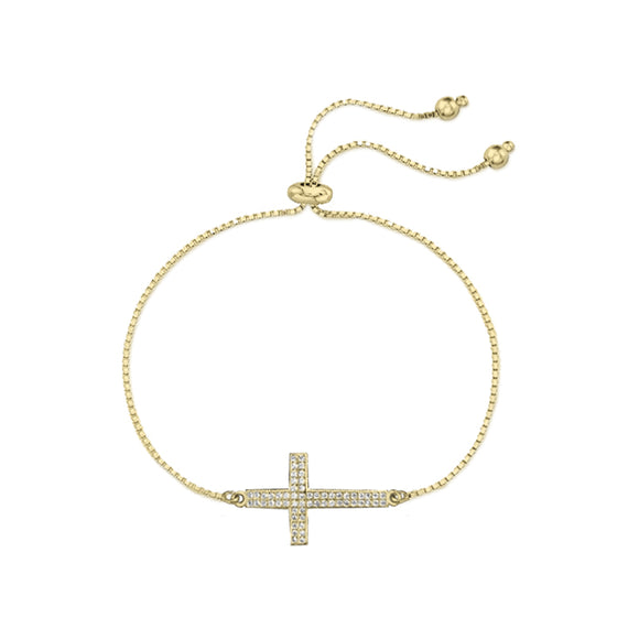 18K Gold Vermeil Cross Bolo Pull Bracelet