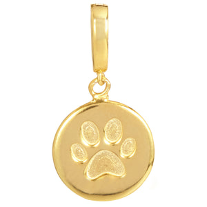 18K Gold Plated Paw Print Removable Charm with Latch