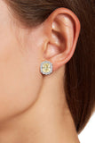 Lab Created Canary and CZ Luxury Halo Earrings
