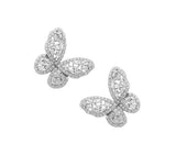 Sterling Silver White CZ / Baguette Butterfly Earrings