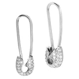 Sterling Silver CZ Safety Pin Earrings