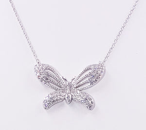 Sterling Silver White CZ Butterfly Necklace