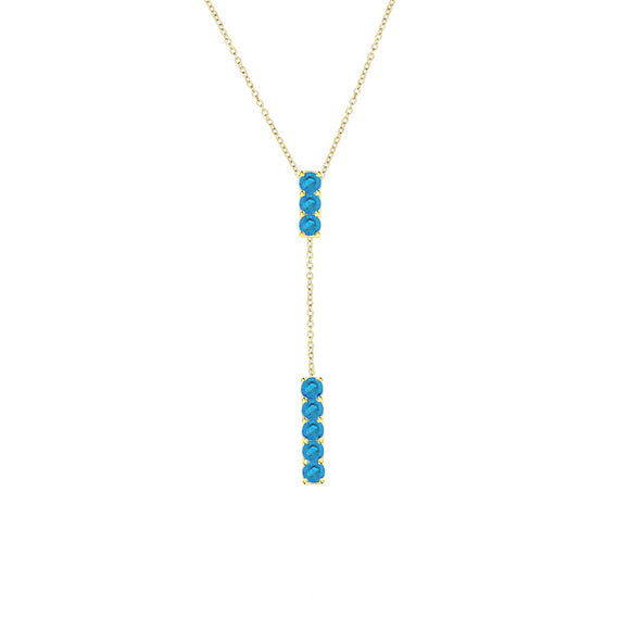 14K Blue Topaz Bar Lariat Necklace