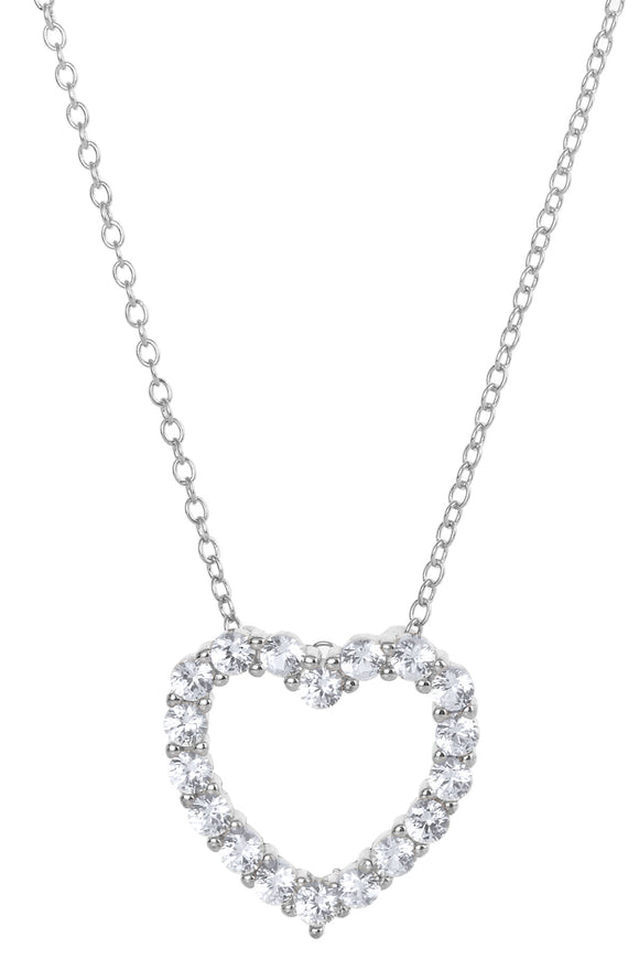 18K White gold vermeil lab created sapphire necklace
